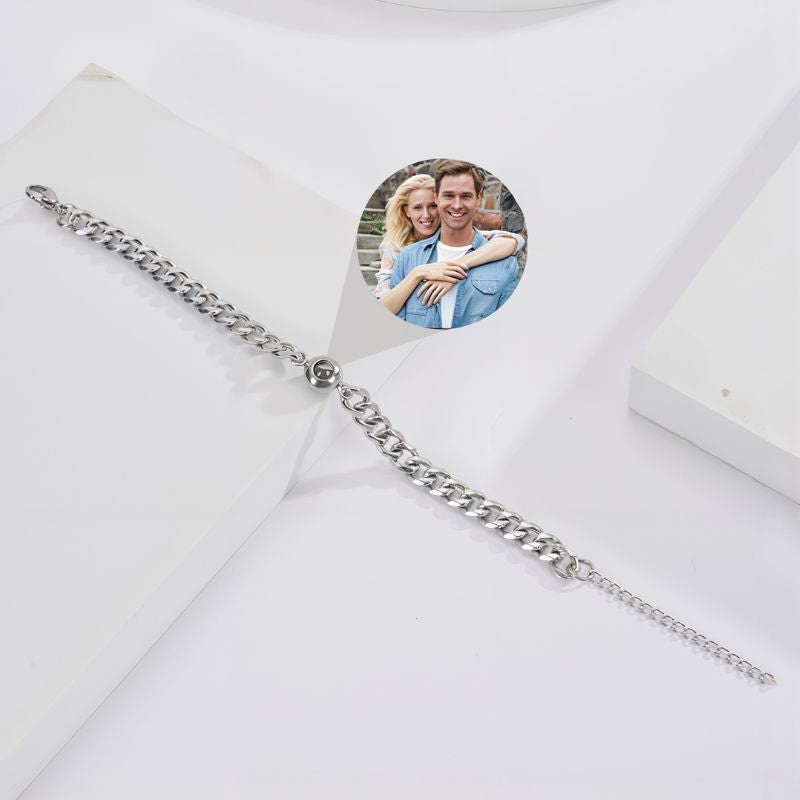 Bracelet large avec photo personnalisée pour homme