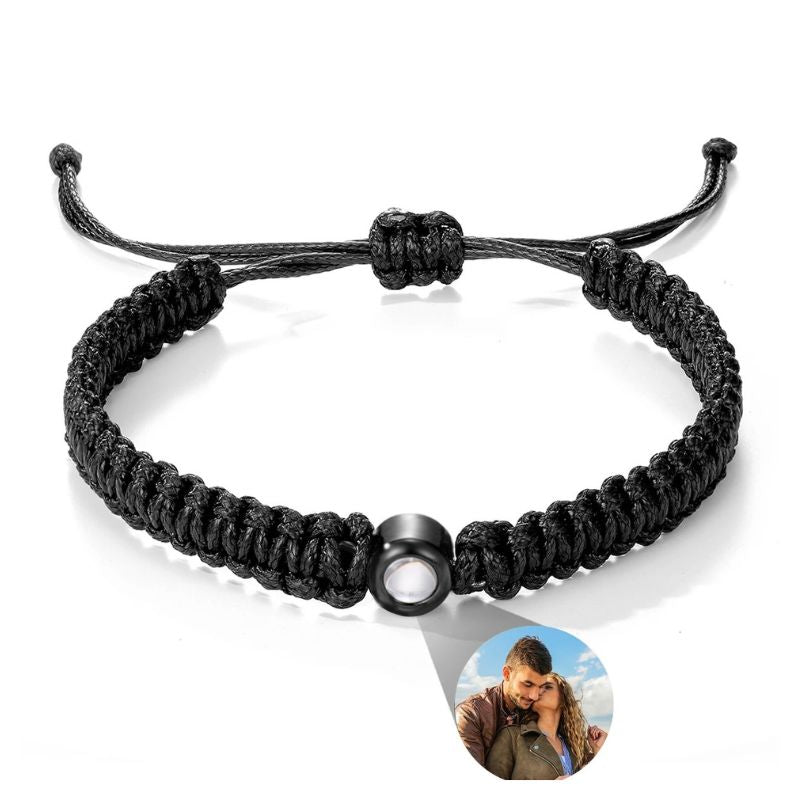 Bracelet en corde tressée avec photo personnalisée