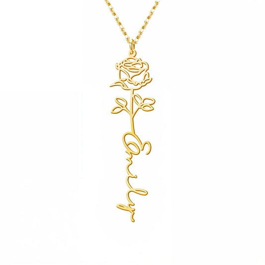 Collier personnalisé fleur de naissance et prénom